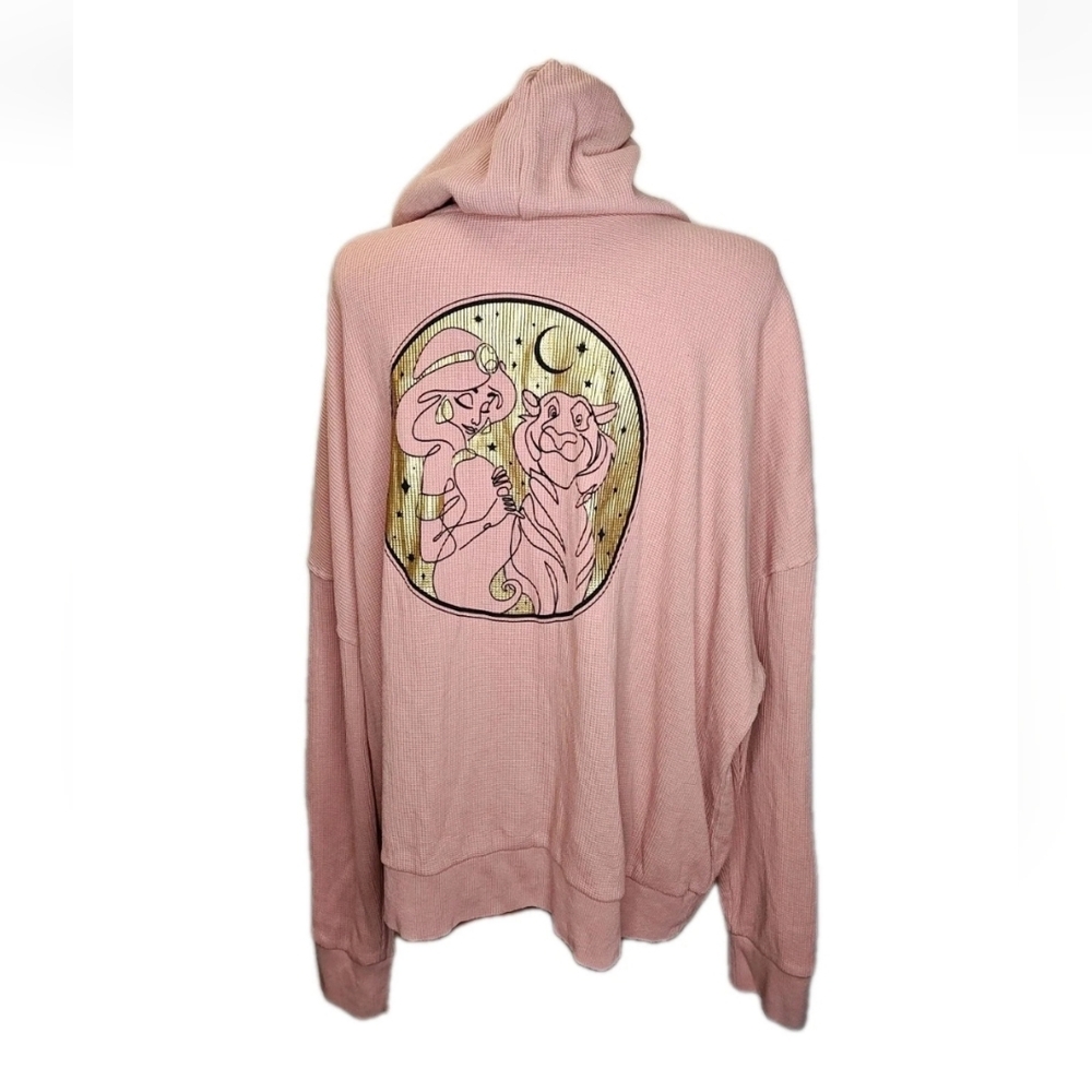 Disney Thermal Hoodie Full Zip Jacket Woman Plus 3X Pink Gold Princess Jasmine